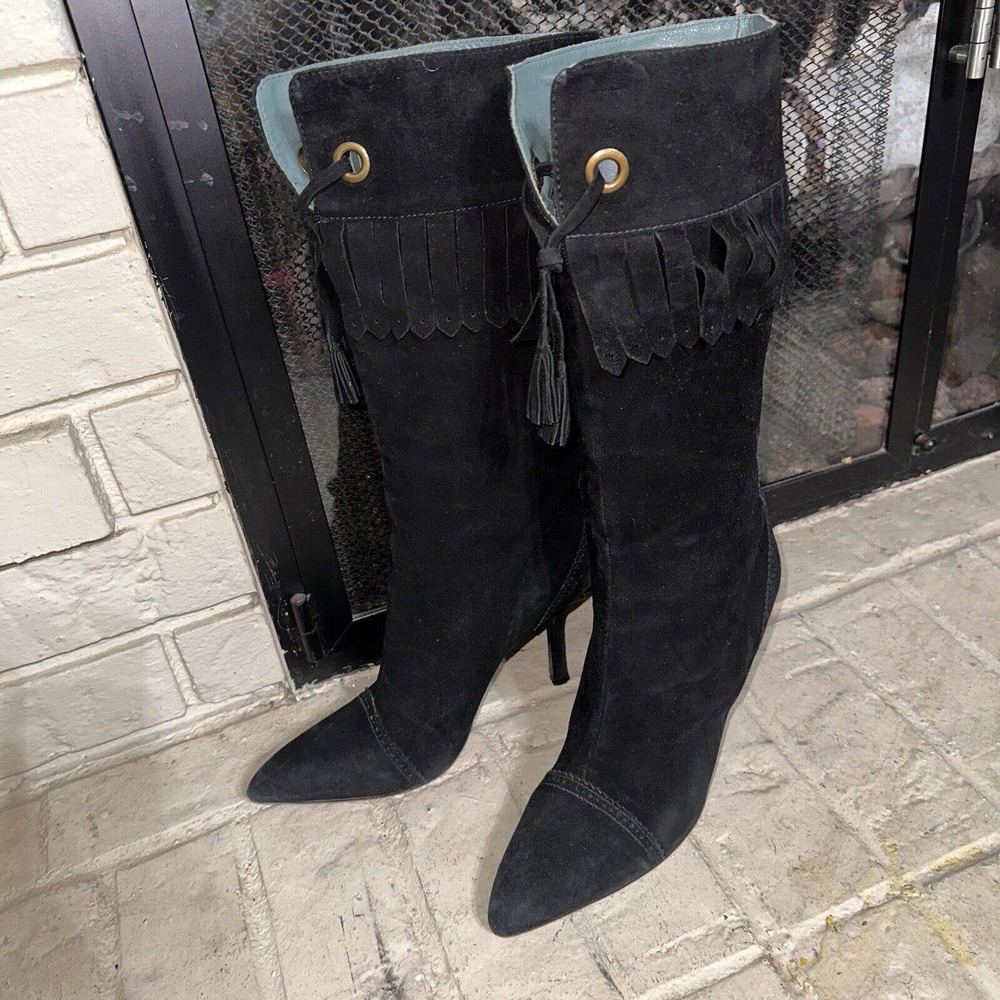 Imagine Vince Camuto Boots Fringe Black Suede Leather Women’s Size 10
